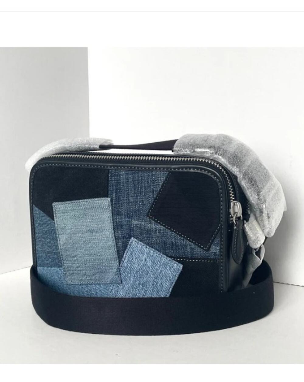 Coach Charter Crossbody 24 Blue Denim Patchwork Leather Shoulder Bag CAJ95